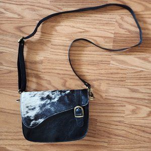Genuine Handmade Cowhide Leather Flip Top Crossbody Bag